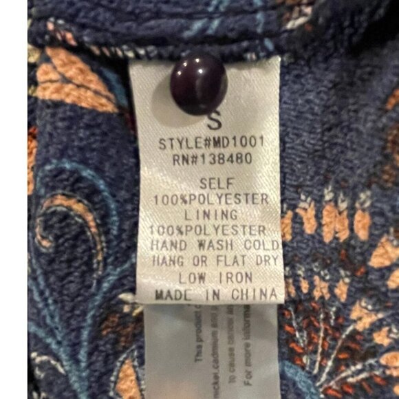 I.Madeline Garden Splendor Navy Blue Flora | Long Sleeve Midi Dress Sz: Small - Picture 4 of 16